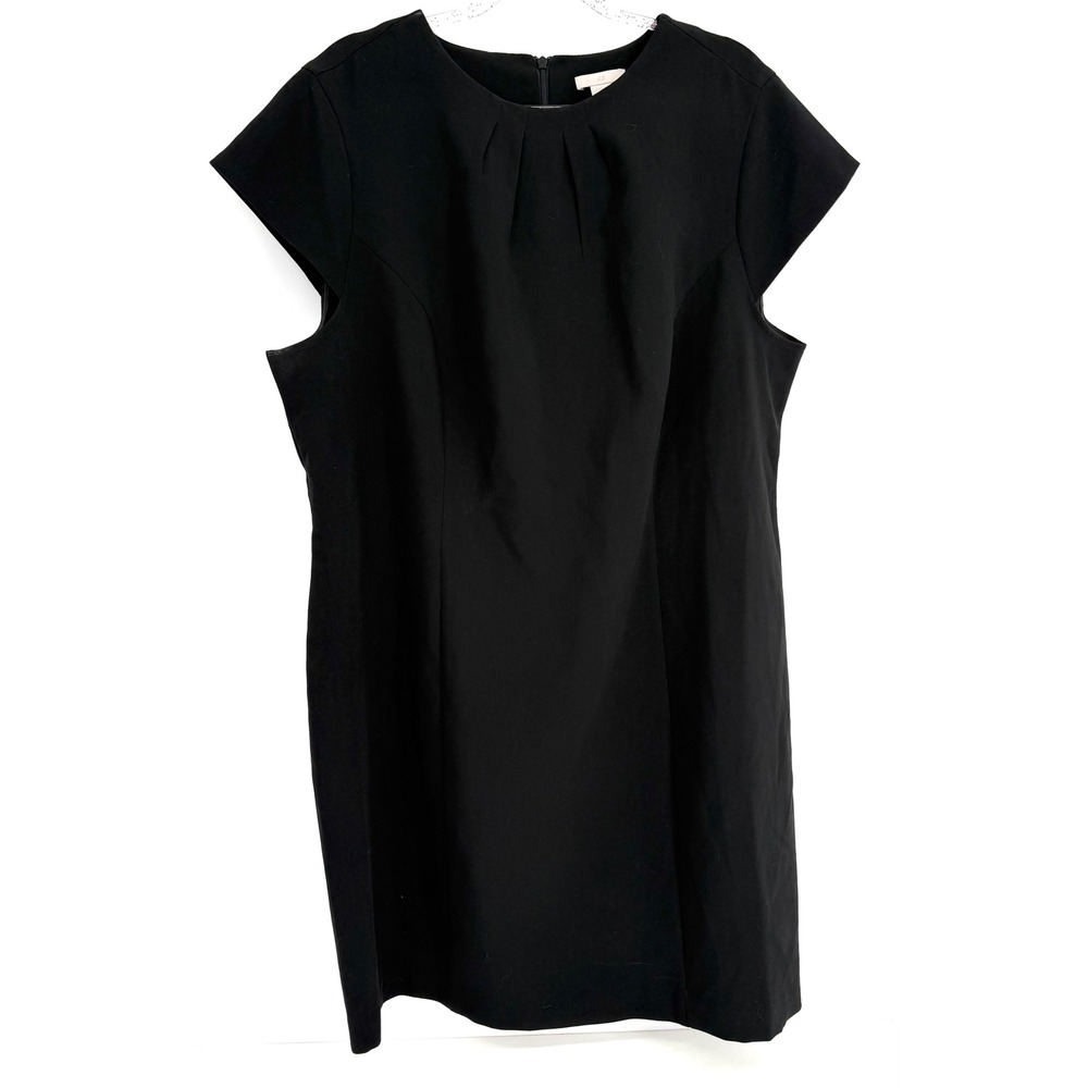 H&M Womens Black Cap Sleeve Pleated Neck Sheath Dress Sz XXL